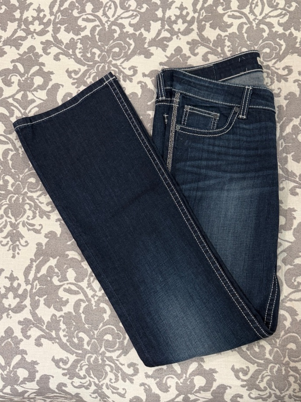 BKE Dark Blue Flare Jeans with Side Trim